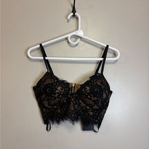 JLUXLABEL Black Lace Bralette with Nude Underlay